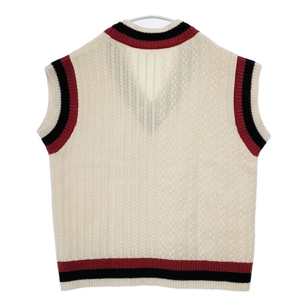nest Robe ラムウールニットチルデンベスト 定価28600円 01223-1028 Vネック ベスト 22 AW オフホワイト レディース ネストローブ 5-1206 T