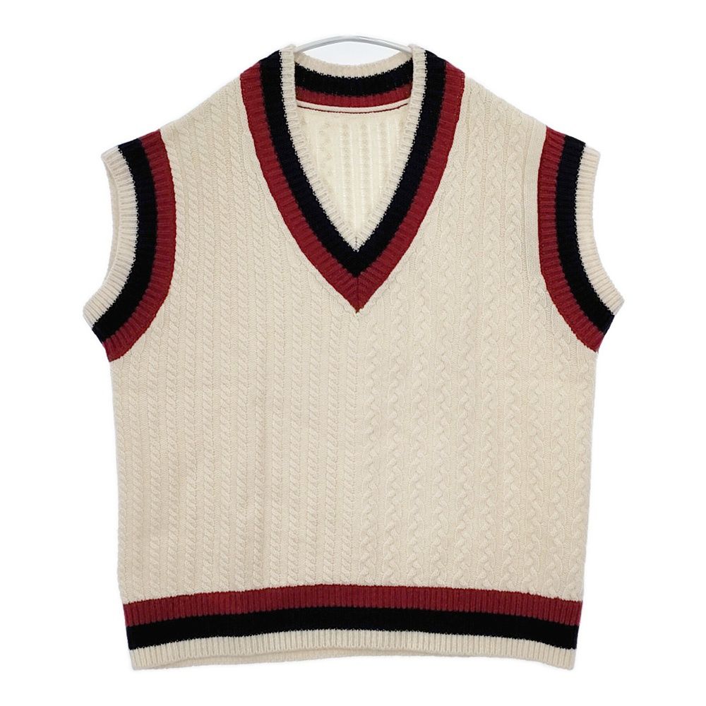 nest Robe ラムウールニットチルデンベスト 定価28600円 01223 1028 Vネック ベスト 22 AW オフホワイト レディース ネストローブ 5 1206 T