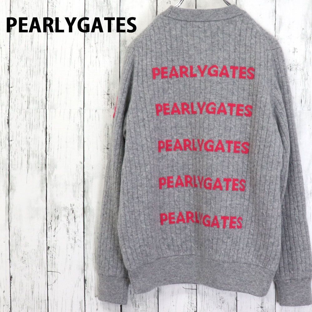 パーリーゲイツ カシミヤ100％ クルーネックセーター メッシュ裏地 サイズ1 M ゴルフ 脇ベンチレーション