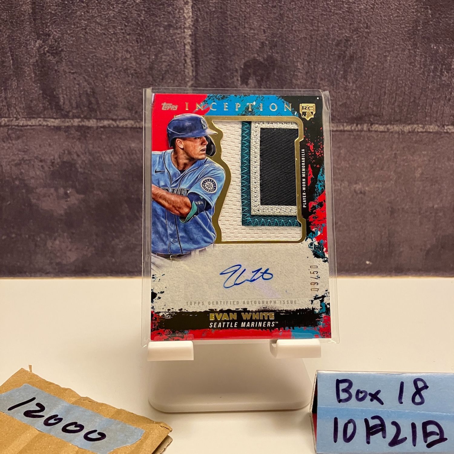 2021 Topps Inception Evan White 09/50 直筆サインカード Seattle