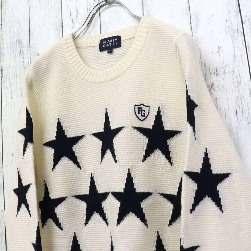 ☆美品 PEARLY GATES パーリーゲイツ スター 星柄 クルーネック