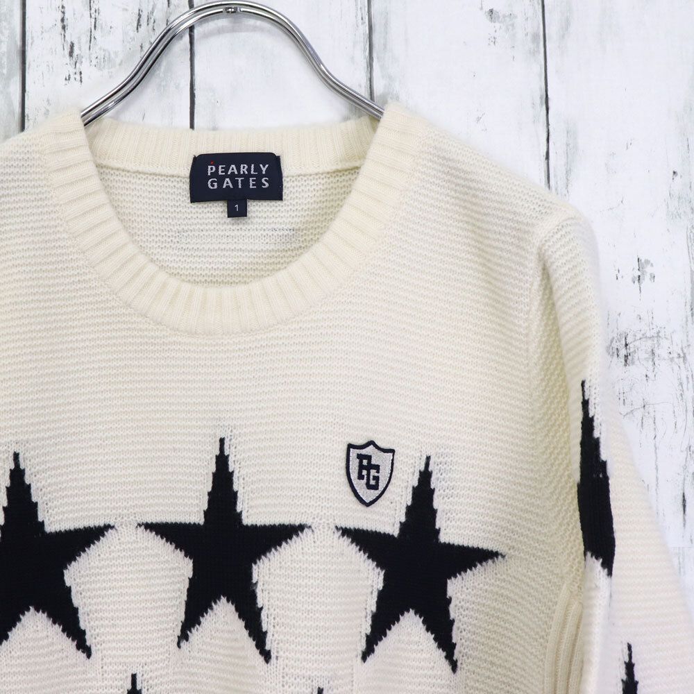 ☆美品 PEARLY GATES パーリーゲイツ スター 星柄 クルーネック