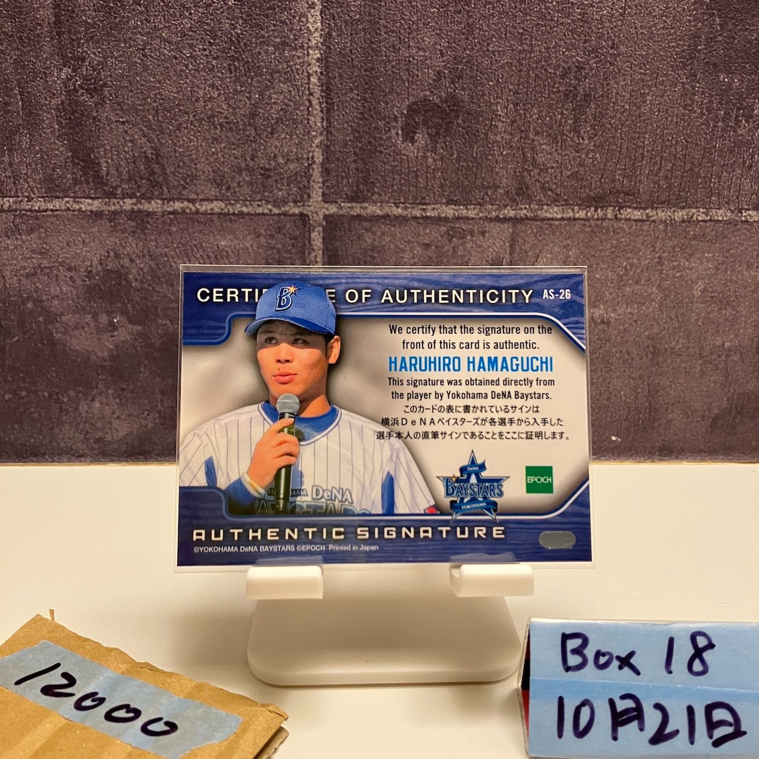 2017 Epoch 浜口遥大 21 直筆サインカード 横浜DeNAベイスターズ カード