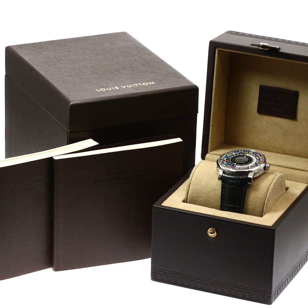 ルイ ヴィトン LOUIS VUITTON Q 5 D 20 エスカル タイムゾーン ワールドタイム 自動巻き メンズ 箱 保証書付き_932191