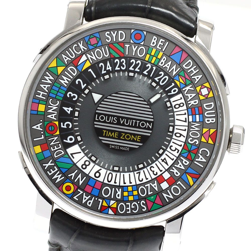 ルイ ヴィトン LOUIS VUITTON Q 5 D 20 エスカル タイムゾーン ワールドタイム 自動巻き メンズ 箱 保証書付き_932191