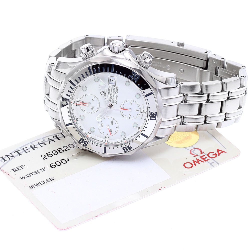オメガ OMEGA 2598.20 シーマスター300 デイト クロノグラフ 自動巻き メンズ 保証書付き_922108
