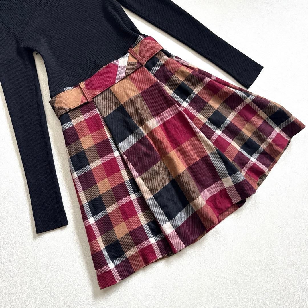 セール ブルーレーベルクレストブリッジ ニットワンピース ベルト付き