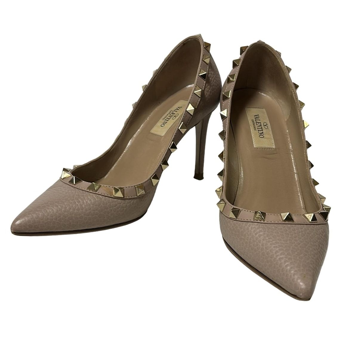 バレンチノガラバーニ パンプス 36 レディース - ピンクベージュ スタッズ アウトソール張替済 レザー