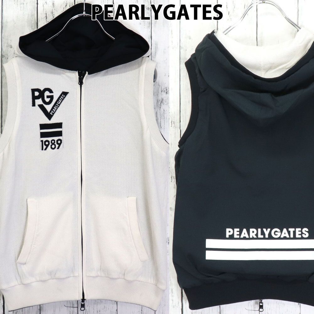 PEARLY GATES パーリーゲイツ リバーシブル ジップアップベスト ブランドロゴフード付 サイズ1 M ゴルフウェア