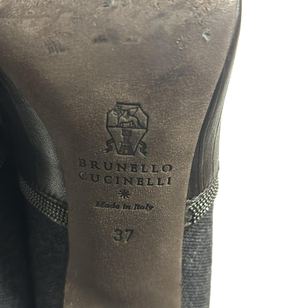  ブルネロクチネリ ブーツ 37 レディース - ダークグレー×ダークブラウン×シルバー 型押し加工 レザー その他 ブーツ