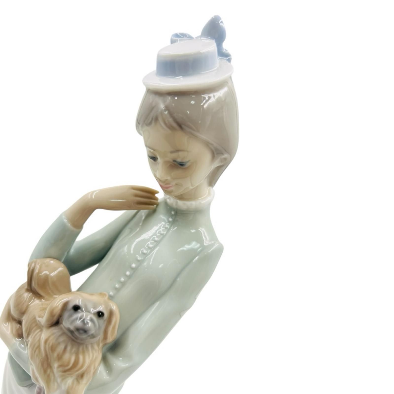 LLADRO リヤドロ 4893 仔犬とお散歩 仔犬を抱く貴婦人 フィギュリン