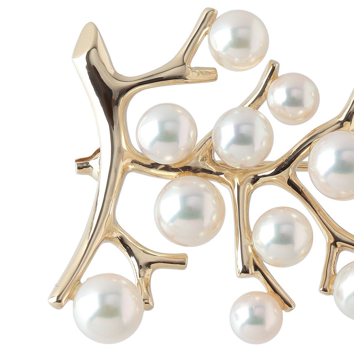 ミキモト パール ブローチ ラージサイズ 幸福の木 K18YG パール4.6mm