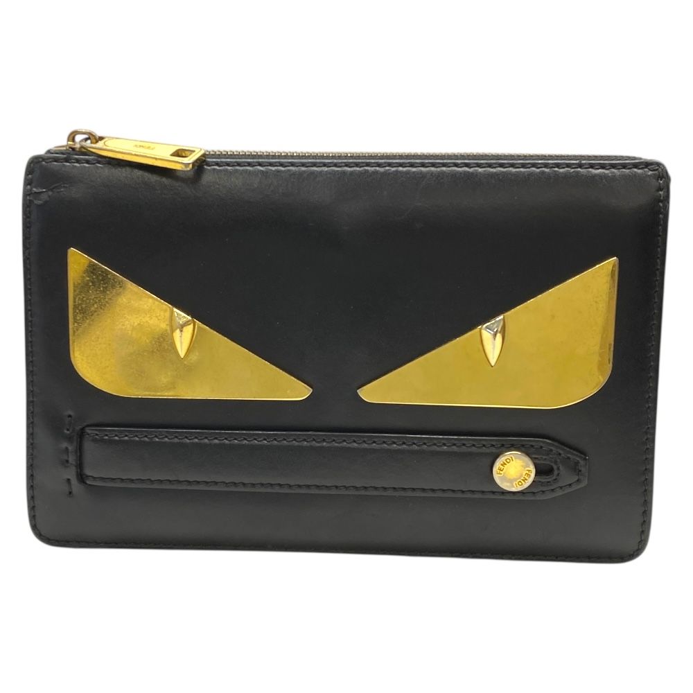 フェンディ モンスター アイ クラッチバッグ セカンドバッグ バグズ バッグ レザー ブラック ゴールド 7 VA 350 FENDI 個性派 デザイン性