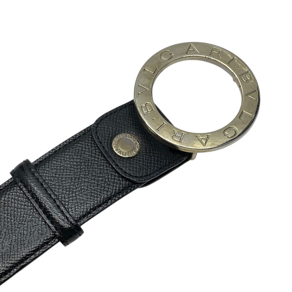 ブルガリ ブルガリブルガリ ベルト ラウンド ロゴ バックル レザー ブラック シルバー金具 20250 BVLGARI 105 42 メンズ 上質 洗練