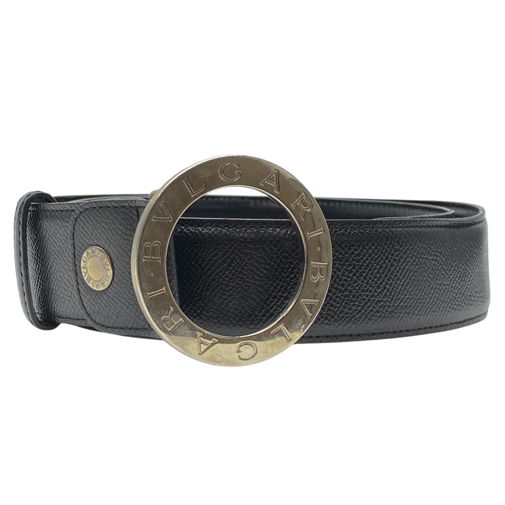 ブルガリ ブルガリブルガリ ベルト ラウンド ロゴ バックル レザー ブラック シルバー金具 20250 BVLGARI 105 42 メンズ 上質 洗練