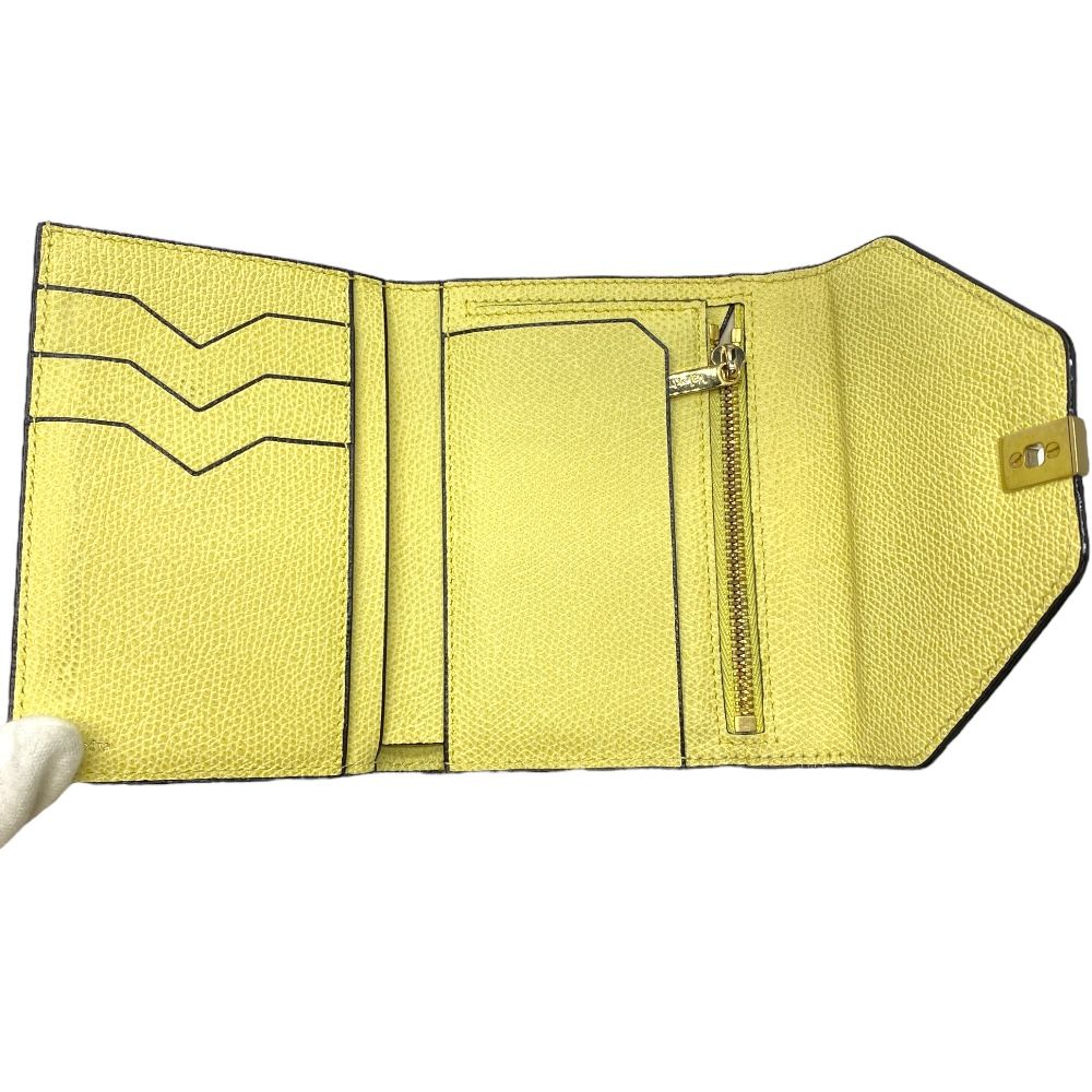 ヴァレクストラ イジィデ 財布 三つ折り財布 折り財布 レザー イエロー