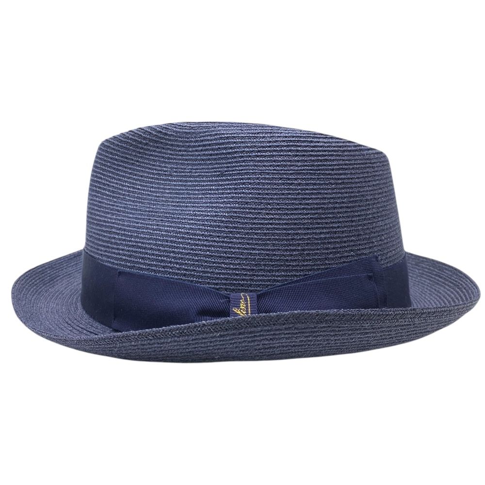 ボルサリーノ Treccia canapa ヘンプブレードハット スモールブリム ストローハット ネイビー サイズ57 リユース 上質 洗練 デイリー使い 軽やか