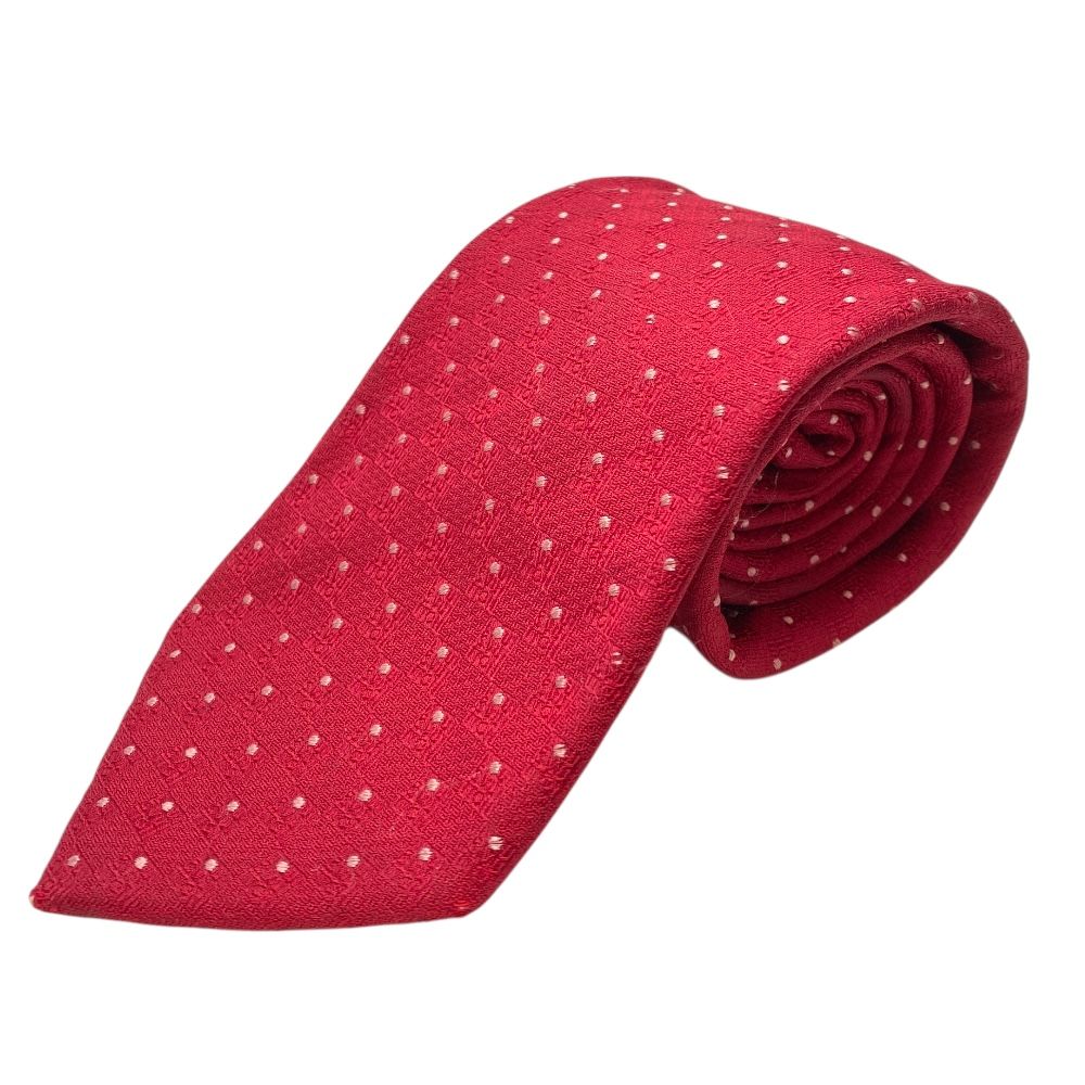 M10 LOUISVUITTON ルイヴィトン ロゴ/ドット柄 シルク ネクタイ レッド