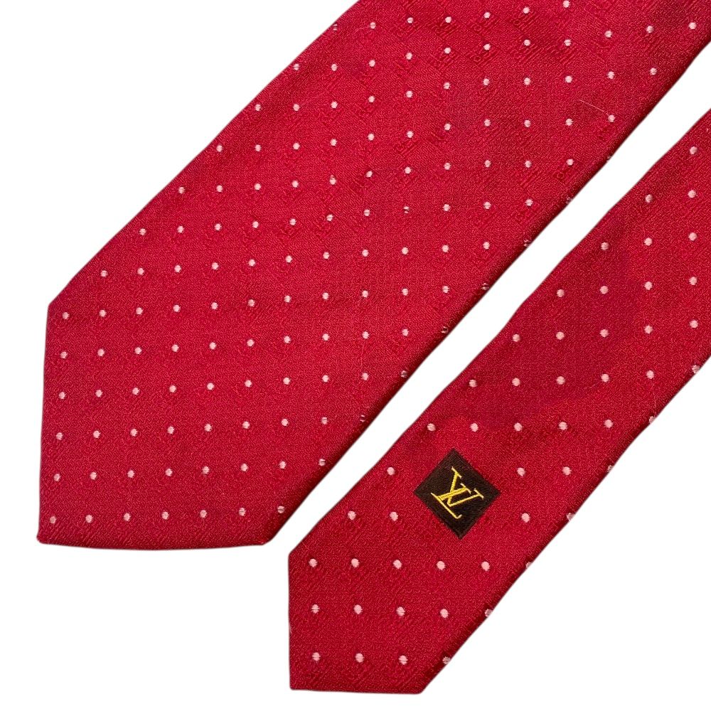 Louis Vuitton ルイヴィトン レッド ドット柄 ロゴ ネクタイ ルイ ヴィトン ネクタイ レギュラータイ アクセサリー シルク ロゴ