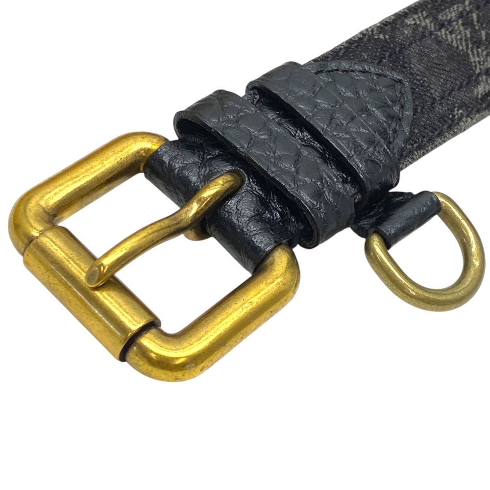 ルイ ヴィトン モノグラムデニム サンチュール ベルト レザー ノワール 黒 ブラック ゴールド金具 M 6972 W LOUIS VUITTON サイズ 80 32 メンズ コーデ映え