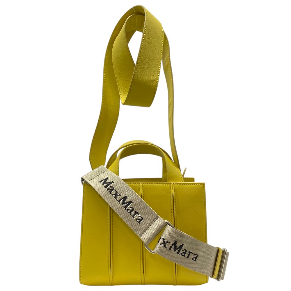 マックスマーラ ホイットニー クロスボディバッグ ショルダーバッグ ミニトートバッグ 肩掛け 斜め掛け 3 way レザー イエロー MaxMara リユース 上質 洗練 実用性 感