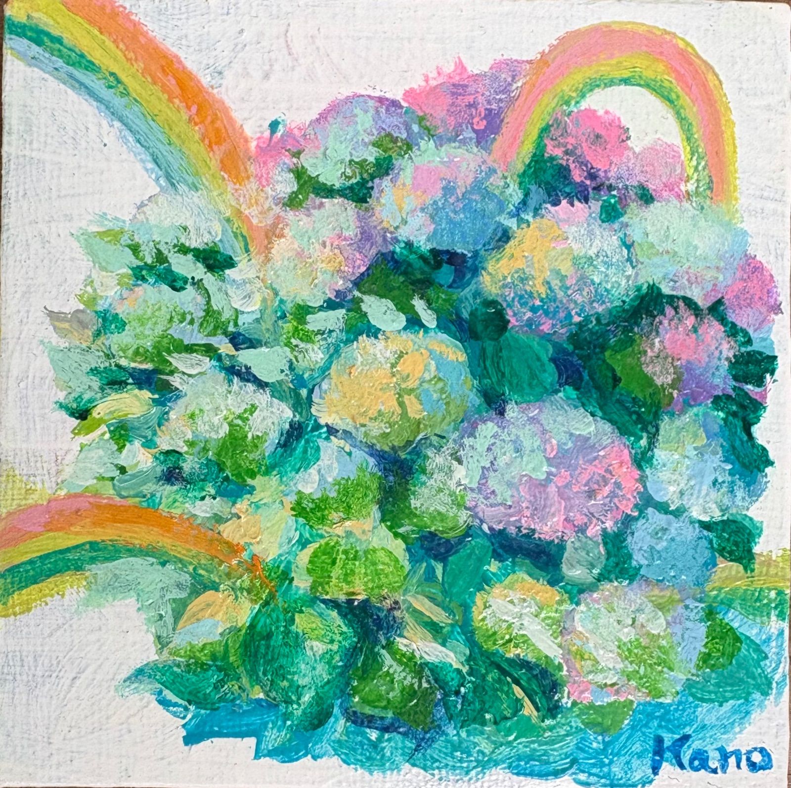 hydrangea」/油彩/原画/10㎝×10㎝ - メルカリ