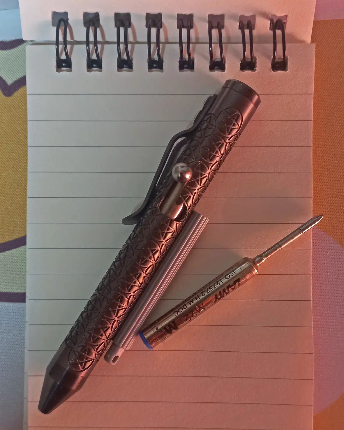 ボルトアクション ボールペン タクティカル キーリング付き 多機能ペン Hamans(ハマンズ) チタン ボルトアクション タクティカル ボールペン
