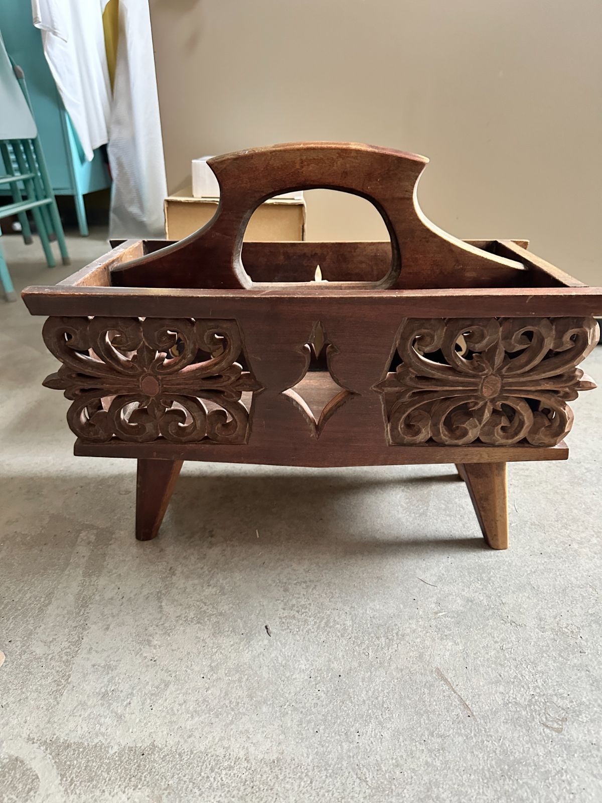 曲線美 ヴィンテージマガジンラック 木製 彫刻 手彫 - メルカリ