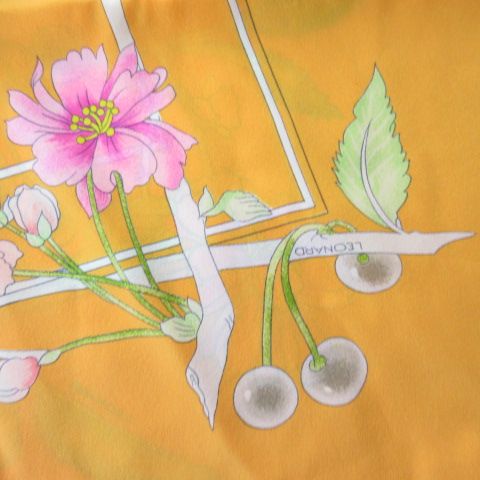 レオナール LEONARD スカーフ 大判 シルク 花柄 オレンジ - メルカリ