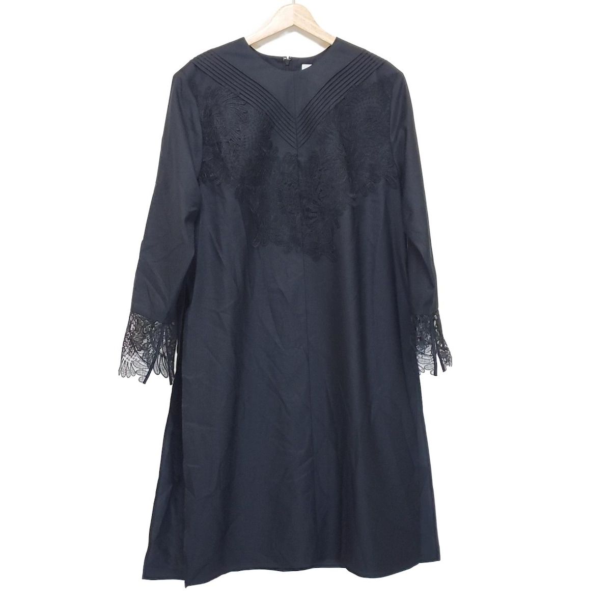 ADORE アドーア 長袖シャツブラウス サイズ38 M レディース - 黒 クルーネック レース ロング丈