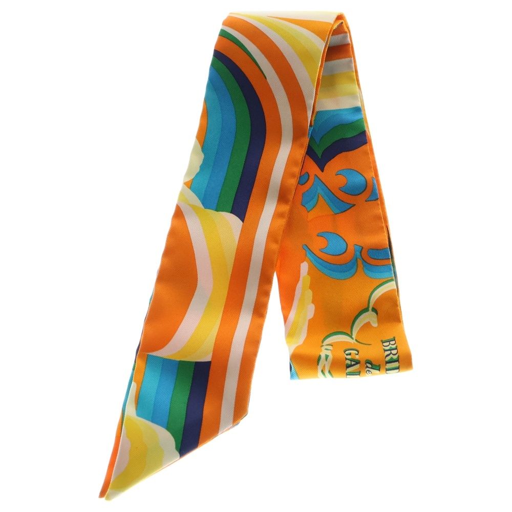 HERMES エルメス ツイリー ブリッドドゥガラ シルクスカーフ オレンジ