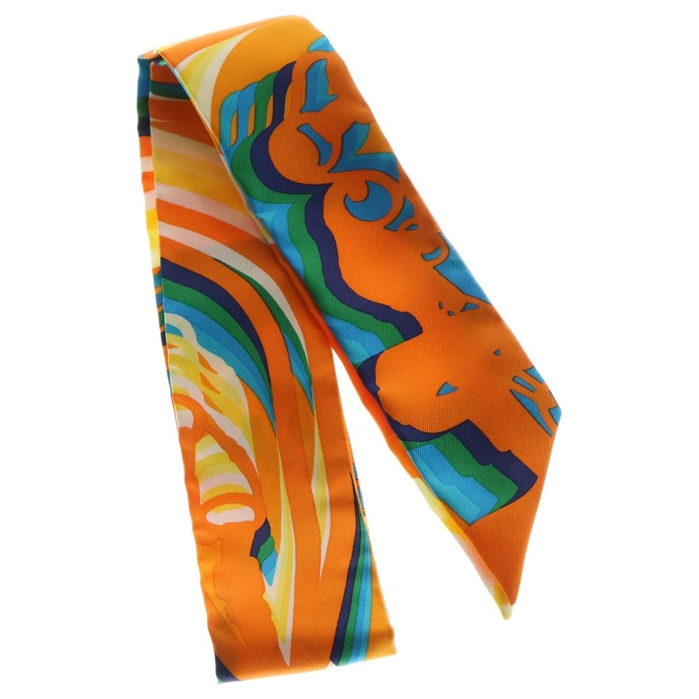 HERMES エルメス ツイリー ブリッドドゥガラ シルクスカーフ オレンジ