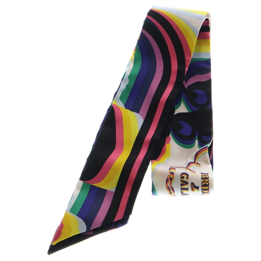 HERMES エルメス ツイリー ブリッドドゥガラ シルクスカーフ マルチ ブラック