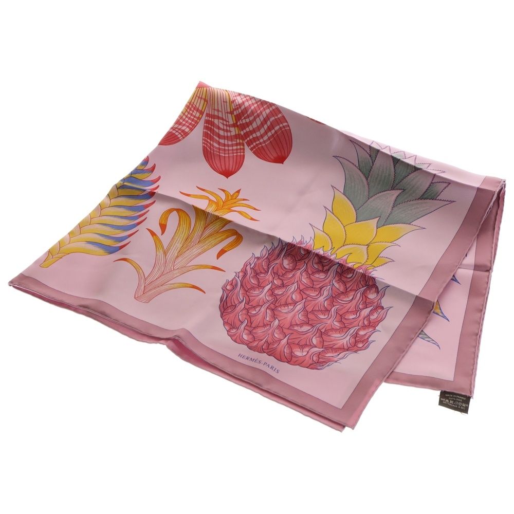 HERMES エルメス カレ90 Index Bromeliacase ブロメリアの目録 シルクスカーフ ピンク