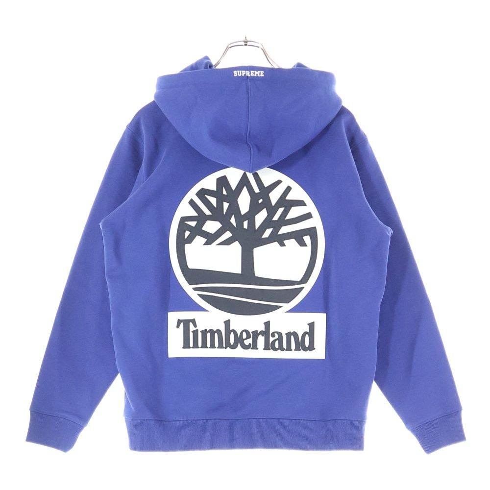 SUPREME シュプリーム 16 AW ×Timberland LOGO SWEATSHIRTS ティンバーランド ロゴ刺繍プルオーバースウェットパーカー フーディー ブルー