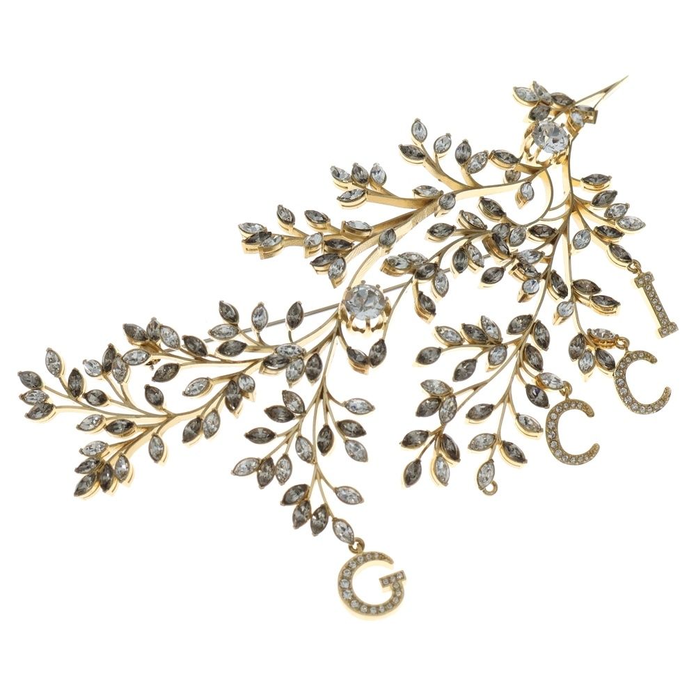 GUCCI グッチ クリスタルブローチ ラインストーン ゴールド GP