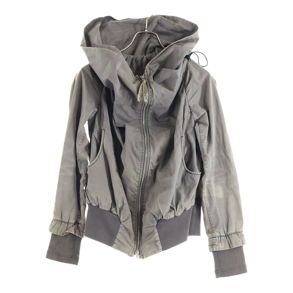 TSUMORI CHISATO ツモリチサト ダブルポケット ドローストリング フーデッド ジップアップ ナイロン ボンバージャケット グレー