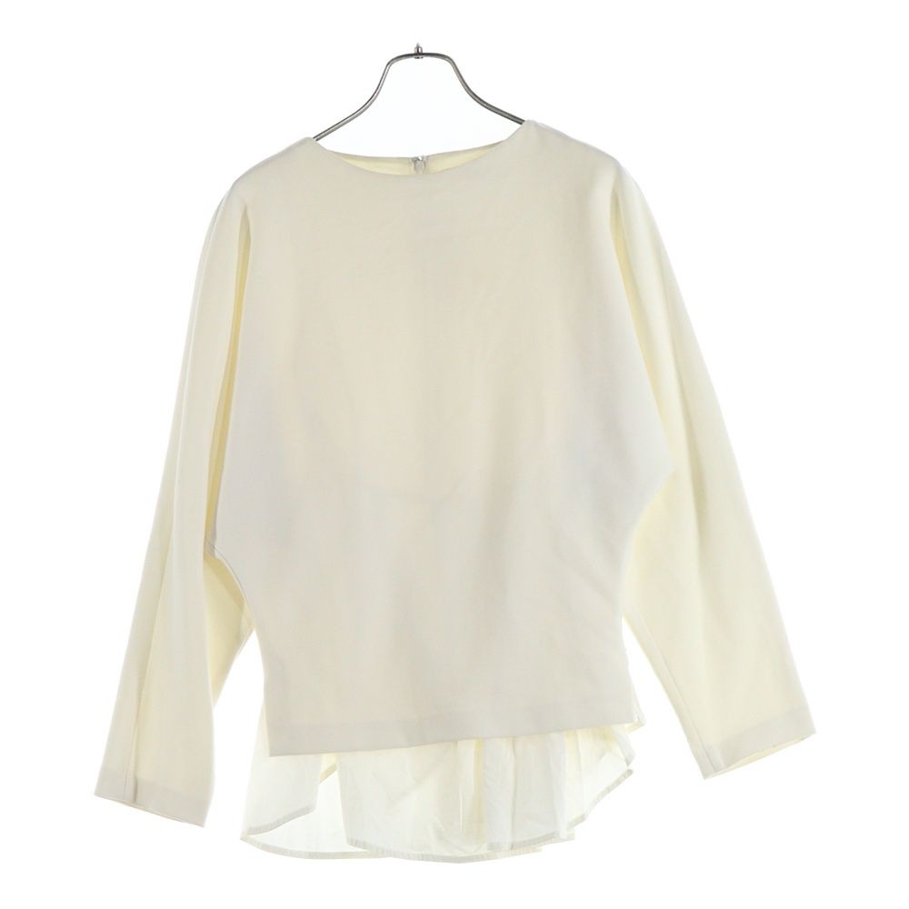 ENFOLD エンフォルド プリーツ加工 ドッキング ノー プルオーバー 長袖シャツ ブラウス チェニック ホワイト レディース -0220