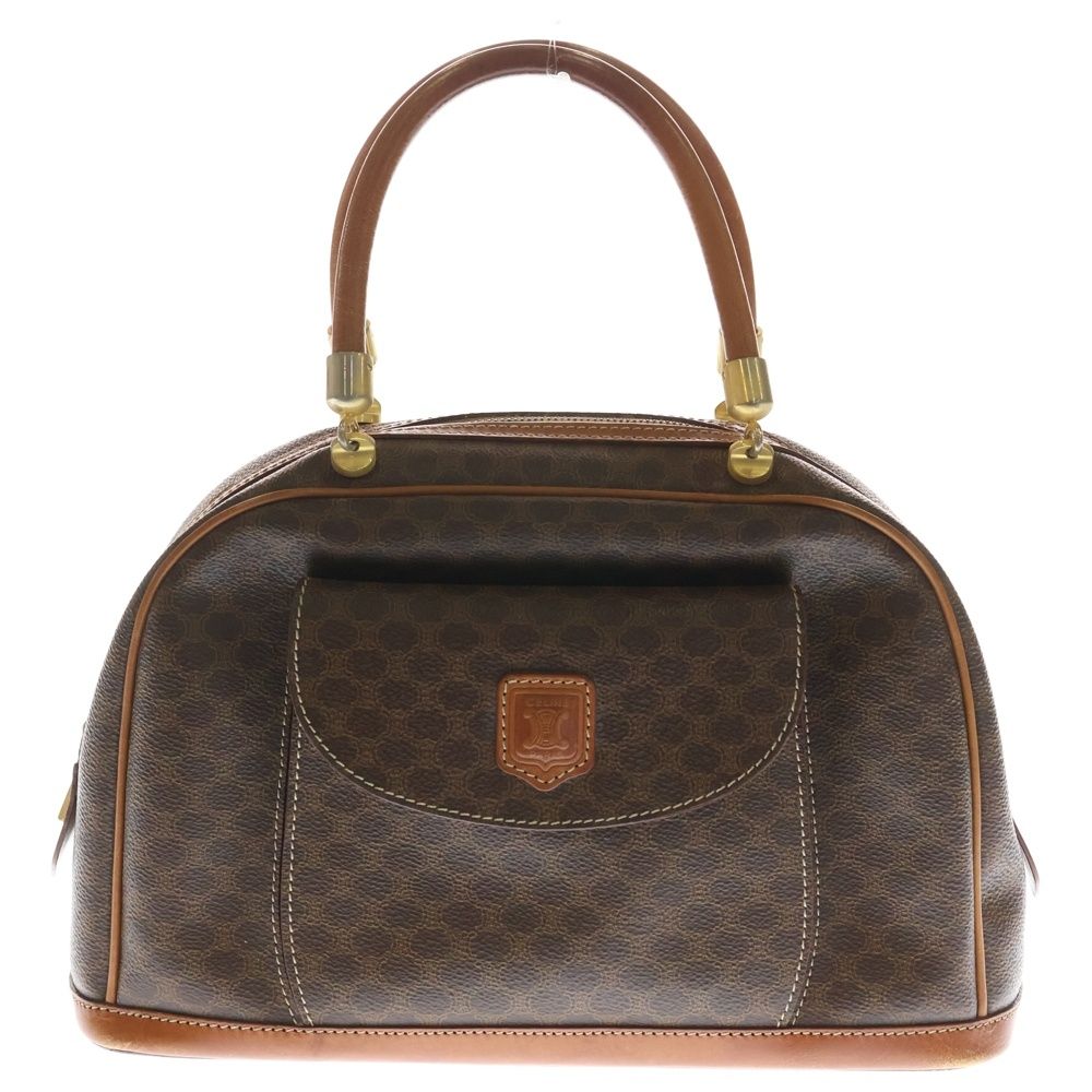 CELINE (セリーヌ) マカダム ハンドバッグ ブラウン レザー×PVC