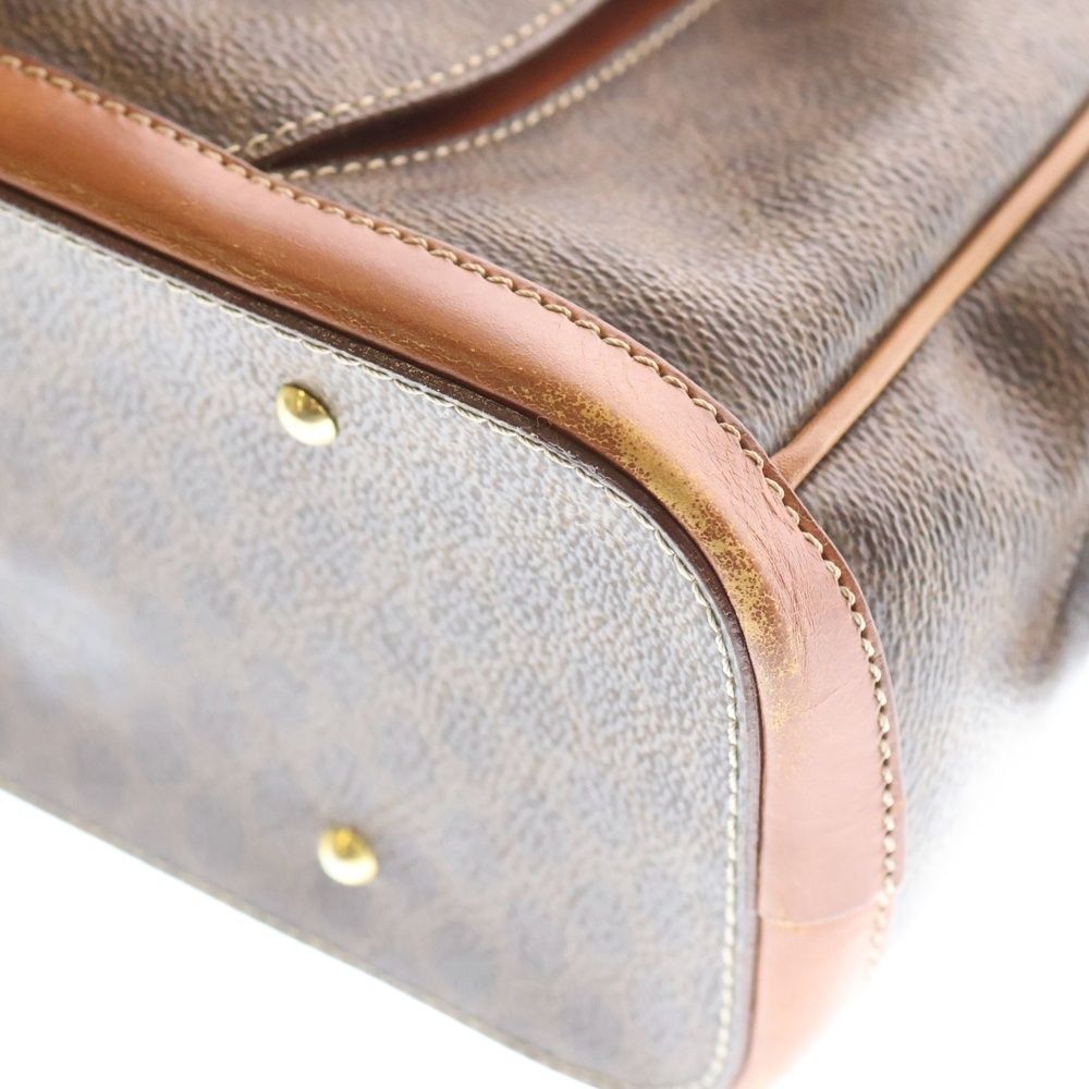  CELINE セリーヌ マカダム ハンドバッグ ブラウン レザー×PVC ゴールド金具 ハンドバッグ バッグ