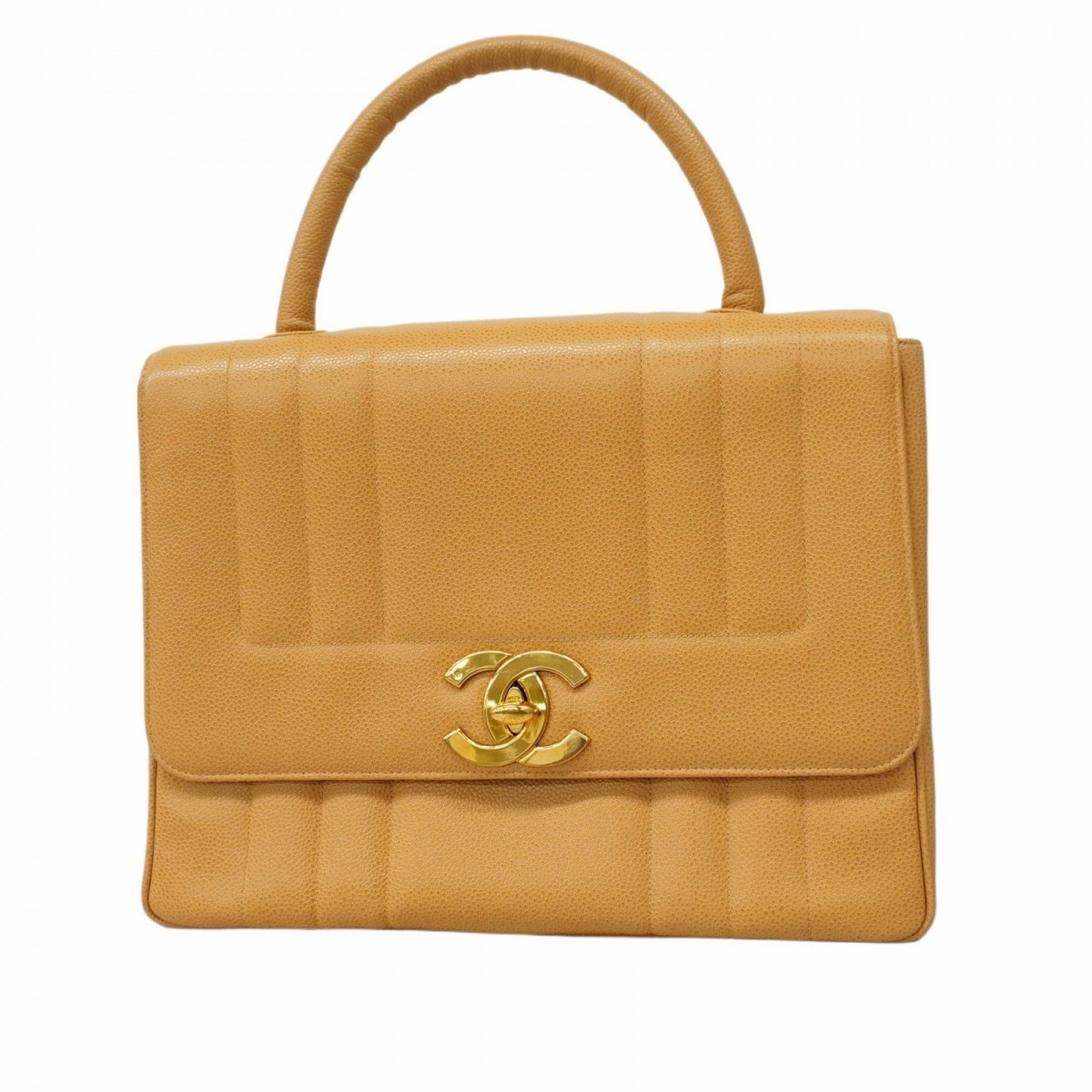 シャネル Chanel ハンドバッグ マドモアゼル デカココ キャビアスキン ベージュ レディース