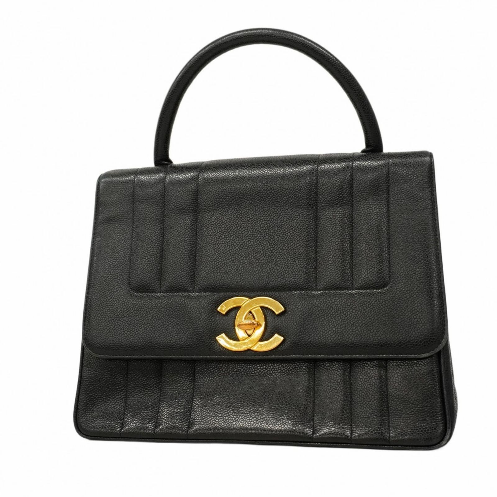 シャネル Chanel ハンドバッグ マドモアゼル デカココ キャビアスキン ブラック レディース