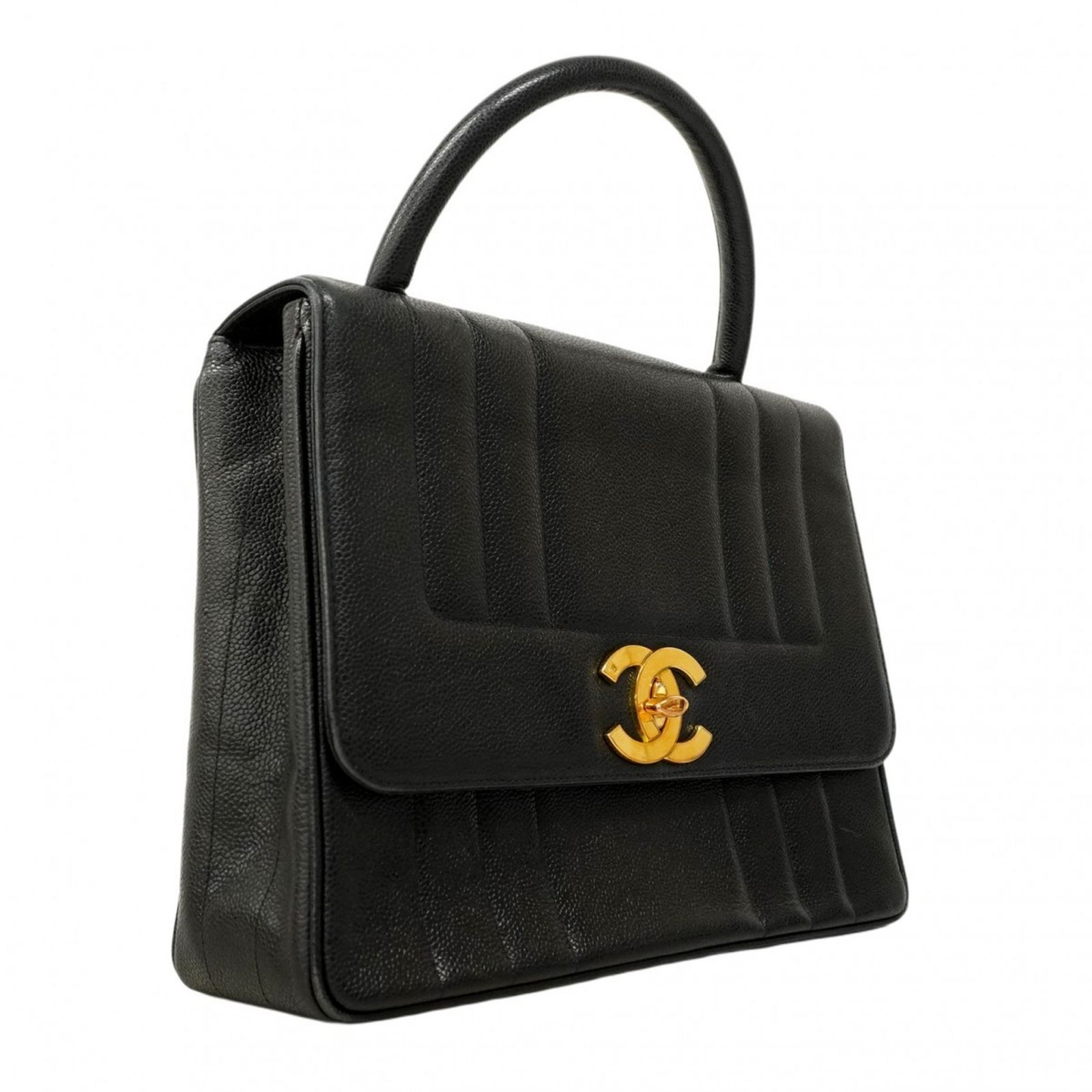 シャネル Chanel ハンドバッグ マドモアゼル デカココ キャビアスキン ブラック レディース