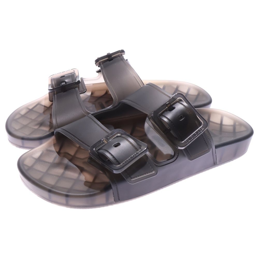 バレンシアガ マヨルカ クリア ベルトデザイン フラットサンダル シューズ ブラック 656937