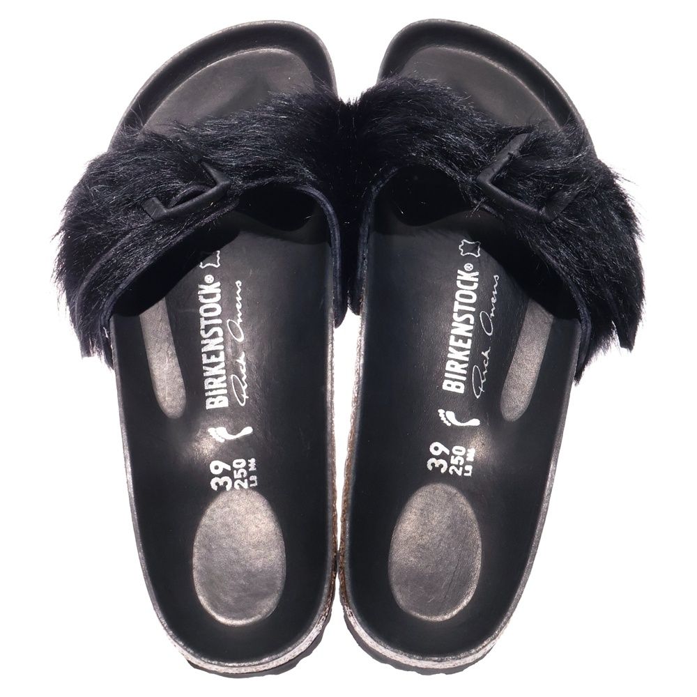  Rick Owens リックオウエンス ×BIRKENSTOCK Madrid EXTR ビルケンシュトック ファーサンダル ブラック サンダル 靴
