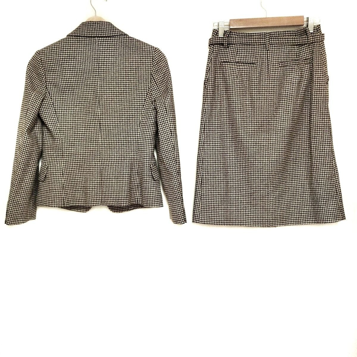 OLD ENGLAND イングランド スカートスーツ レディース - ダークブラウン×ベージュ 千鳥格子柄