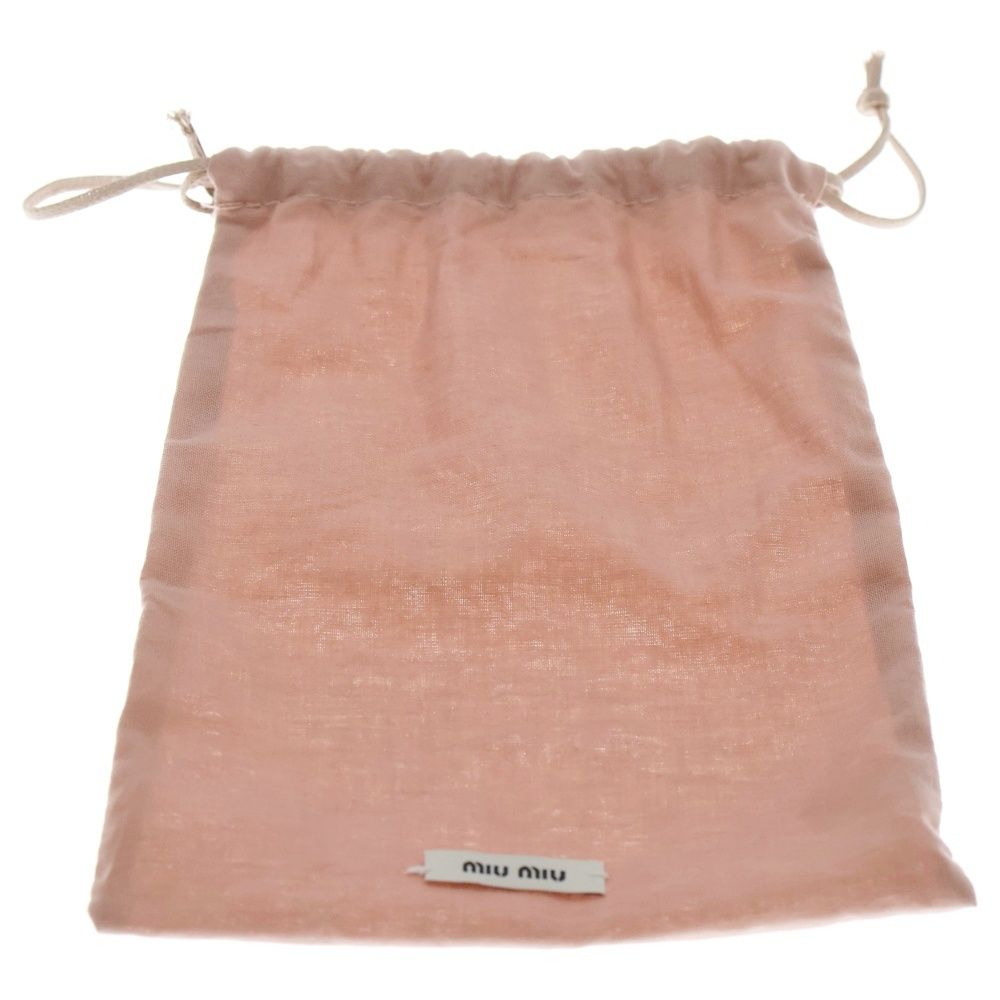  miumiu ミュウミュウ チェーンチャーム バッグチャーム メッキ×レザー ブラウン×tイエロー ゴールド金具 キーホルダー キーリング 小物