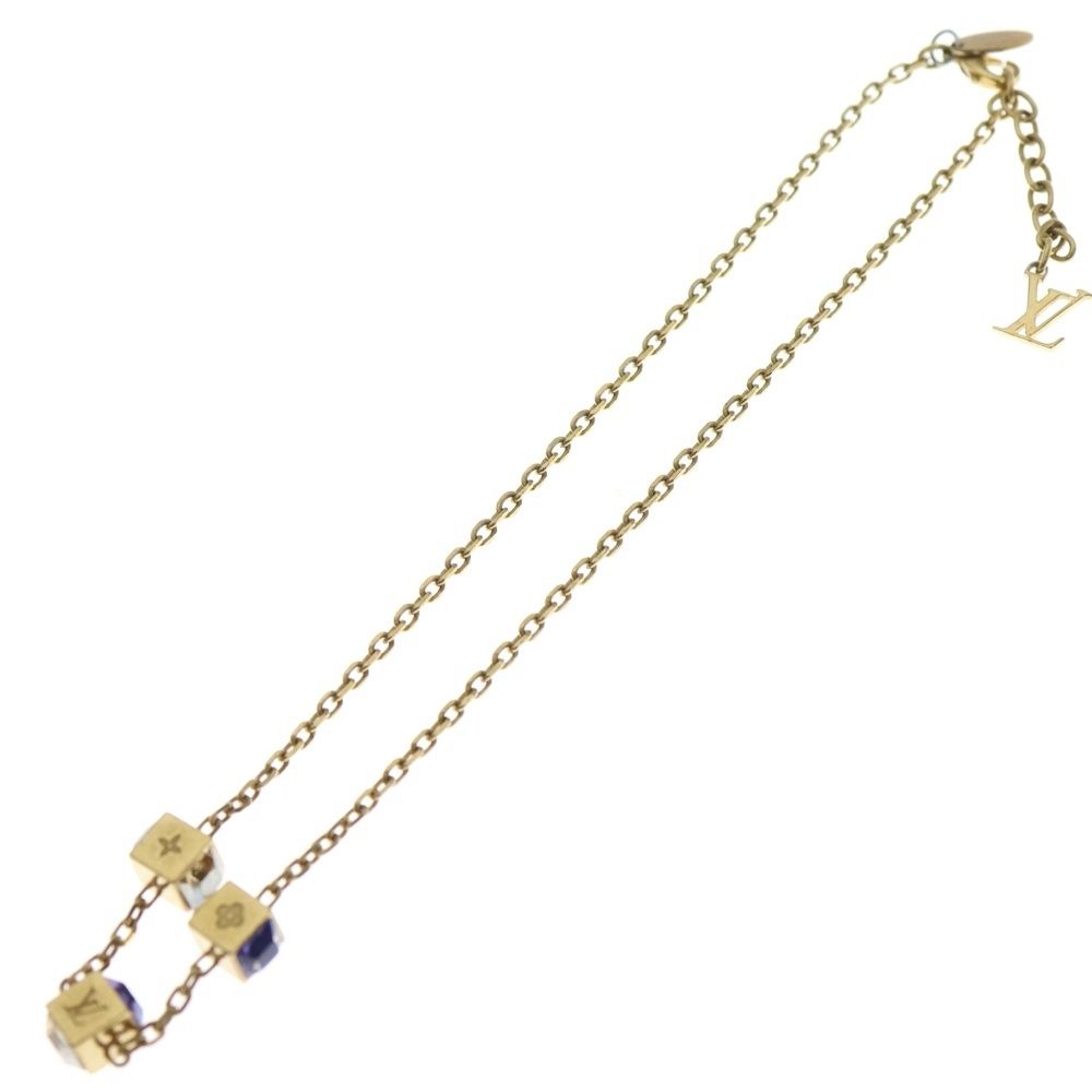 LOUIS VUITTON ルイヴィトン LV コリエ ギャンブル ラインストーン付チェーンネックレス ゴールド M 65096