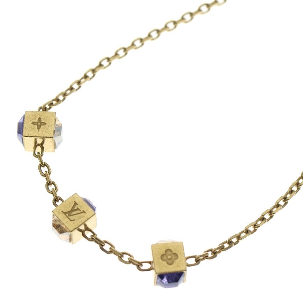 LOUIS VUITTON ルイヴィトン LV コリエ ギャンブル ラインストーン付チェーンネックレス ゴールド M 65096