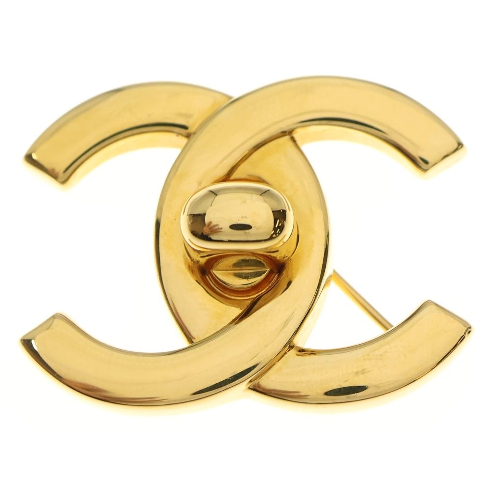 CHANEL シャネル ターンロック ブローチ ゴールド GP バッジ 96 A